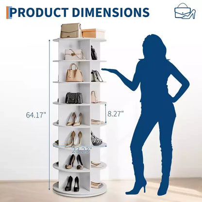 Tour à chaussures rotative à 7 niveaux, présentoir vertical, rangement pour chaussures, carrousel rond, rotation à 360°