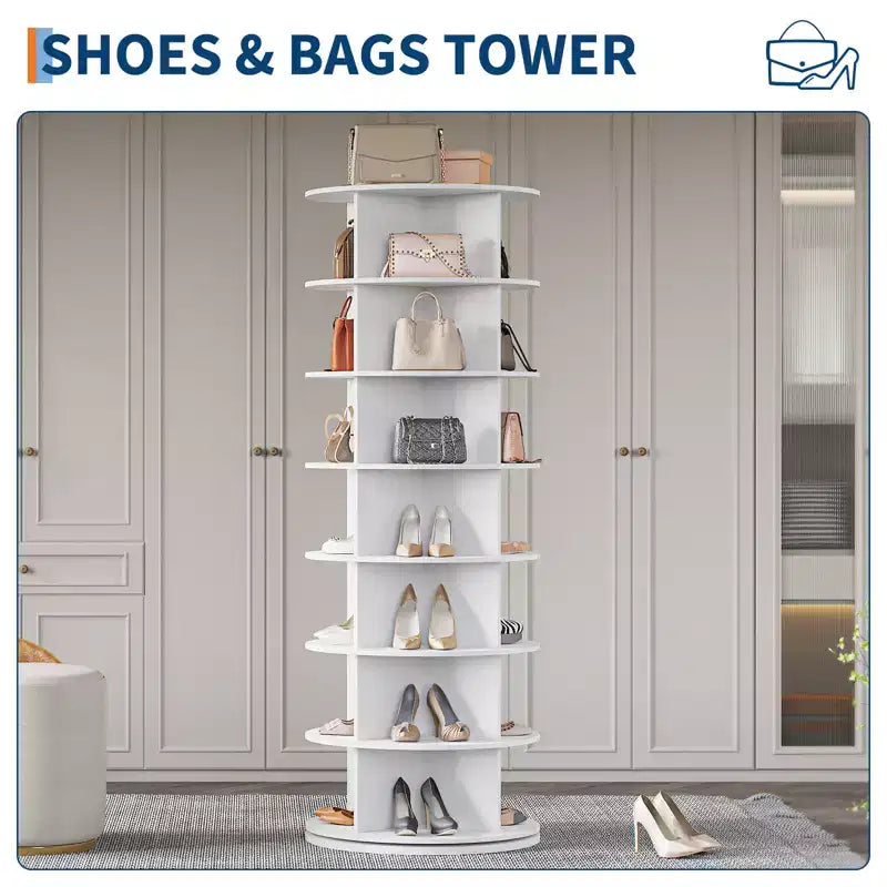 Tour à chaussures rotative à 7 niveaux, présentoir vertical, rangement pour chaussures, carrousel rond, rotation à 360°