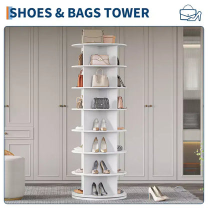 Tour à chaussures rotative à 7 niveaux, présentoir vertical, rangement pour chaussures, carrousel rond, rotation à 360°