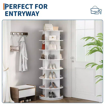 Tour à chaussures rotative à 7 niveaux, présentoir vertical, rangement pour chaussures, carrousel rond, rotation à 360°
