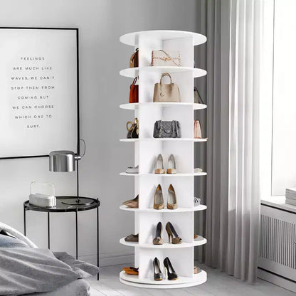 Tour à chaussures rotative à 7 niveaux, présentoir vertical, rangement pour chaussures, carrousel rond, rotation à 360°
