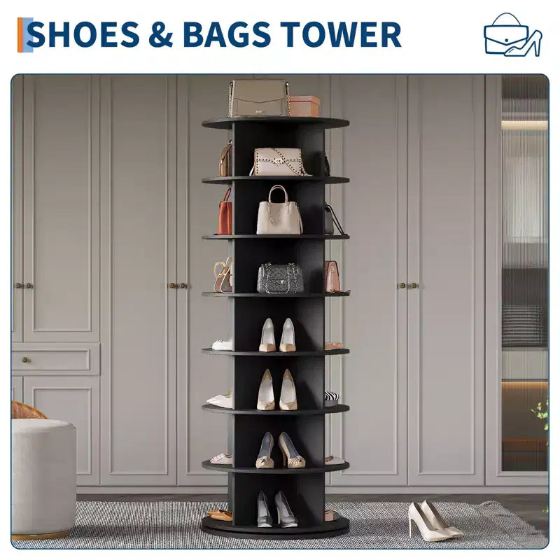 Tour à chaussures rotative à 7 niveaux, présentoir vertical, rangement pour chaussures, carrousel rond, rotation à 360°