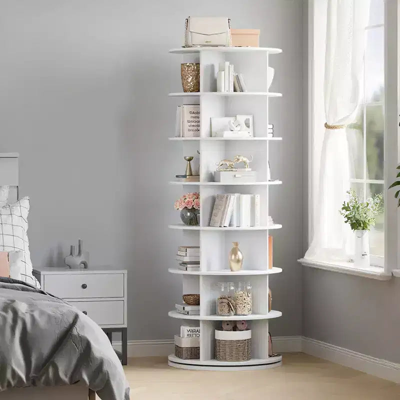 Tour à chaussures rotative à 7 niveaux, présentoir vertical, rangement pour chaussures, carrousel rond, rotation à 360°