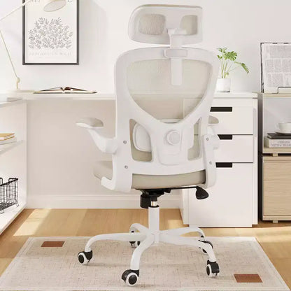 Chaise de bureau ergonomique avec support lombaire, accoudoirs relevables et appui-tête – Dossier en maille, Noir