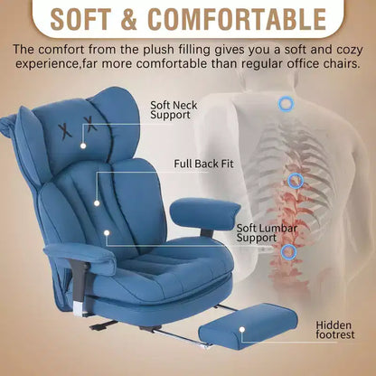 Fauteuil de bureau ergonomique grande taille – Chaise de bureau exécutive à dossier haut en cuir PU avec repose-pieds et soutien lombaire