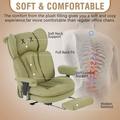 Fauteuil de bureau ergonomique grande taille – Chaise de bureau exécutive à dossier haut en cuir PU avec repose-pieds et soutien lombaire