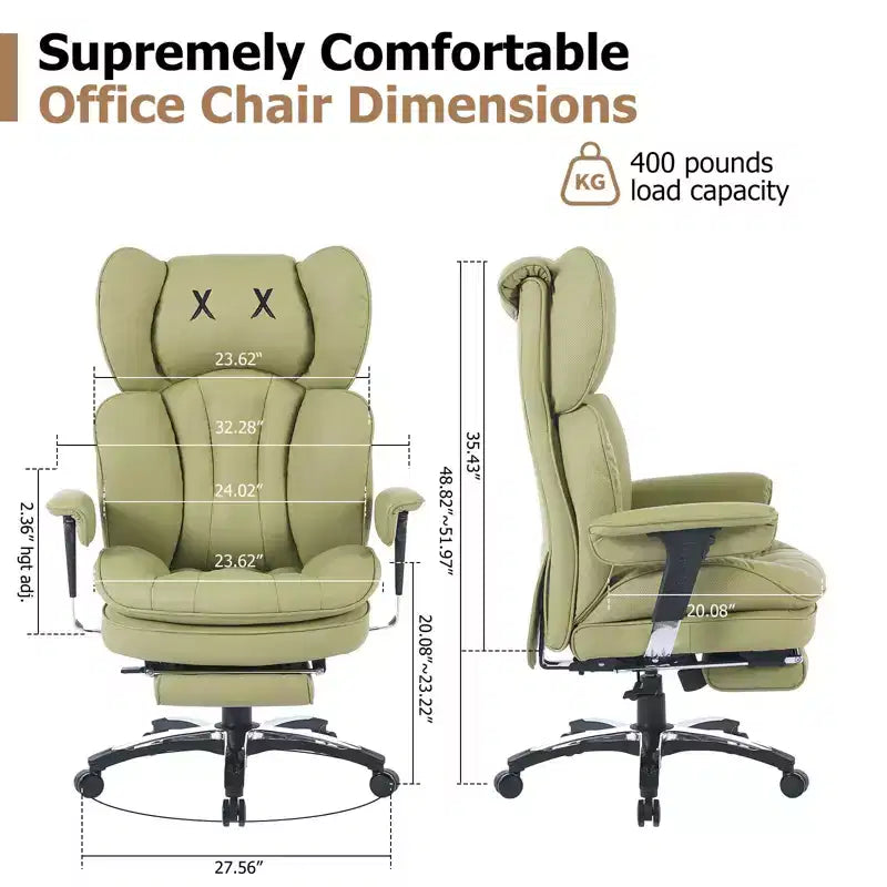 Fauteuil de bureau ergonomique grande taille – Chaise de bureau exécutive à dossier haut en cuir PU avec repose-pieds et soutien lombaire