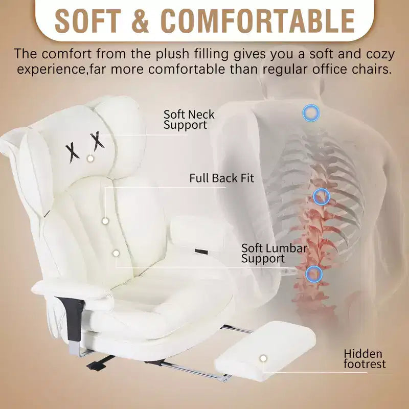 Fauteuil de bureau ergonomique grande taille – Chaise de bureau exécutive à dossier haut en cuir PU avec repose-pieds et soutien lombaire