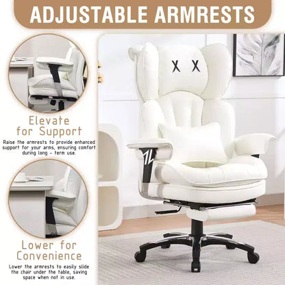 Fauteuil de bureau ergonomique grande taille – Chaise de bureau exécutive à dossier haut en cuir PU avec repose-pieds et soutien lombaire