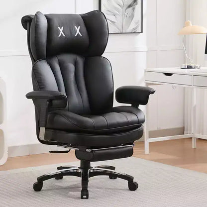 Fauteuil de bureau ergonomique grande taille – Chaise de bureau exécutive à dossier haut en cuir PU avec repose-pieds et soutien lombaire