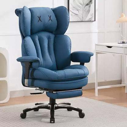 Fauteuil de bureau ergonomique grande taille – Chaise de bureau exécutive à dossier haut en cuir PU avec repose-pieds et soutien lombaire