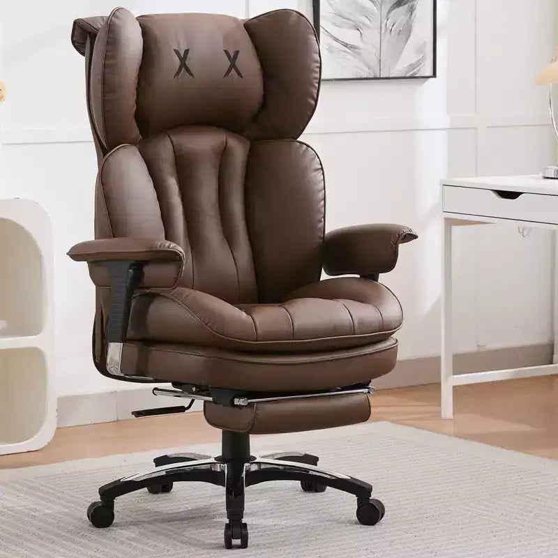 Fauteuil de bureau ergonomique grande taille – Chaise de bureau exécutive à dossier haut en cuir PU avec repose-pieds et soutien lombaire