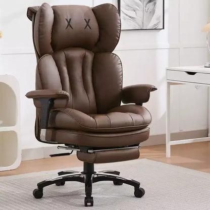 Fauteuil de bureau ergonomique grande taille – Chaise de bureau exécutive à dossier haut en cuir PU avec repose-pieds et soutien lombaire