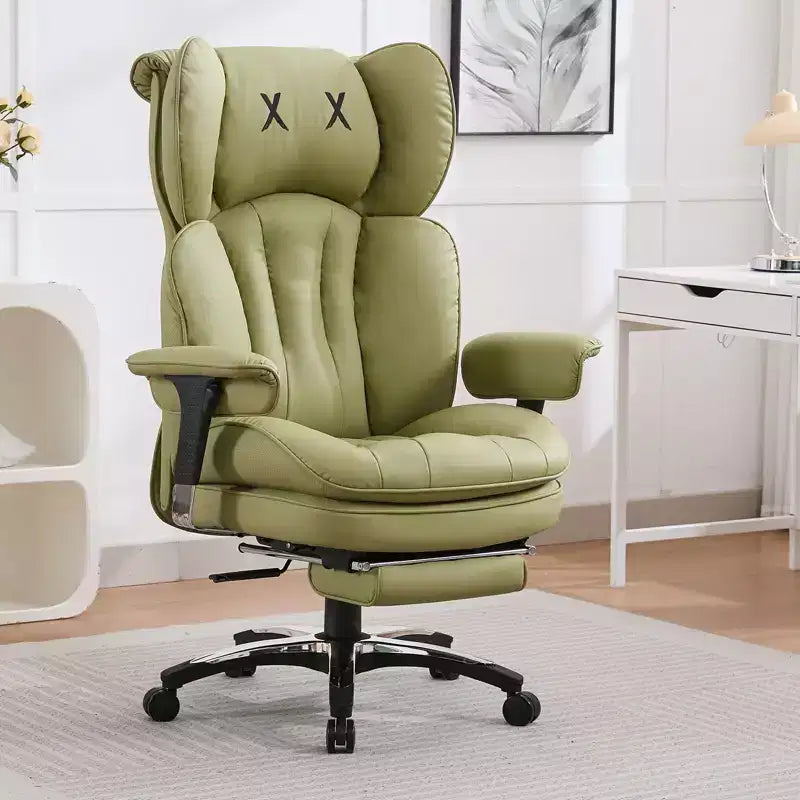 Fauteuil de bureau ergonomique grande taille – Chaise de bureau exécutive à dossier haut en cuir PU avec repose-pieds et soutien lombaire
