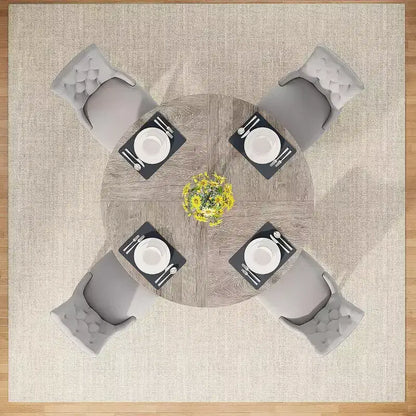 Grande table à manger ronde de ferme avec pied en croix – Table de cuisine en bois pour salle à manger et coin repas