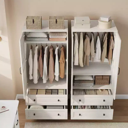 Armoire de rangement avec 2 tiroirs et tringle à vêtements – Meuble haut en bois avec portes de 183 cm