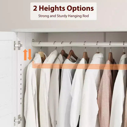 Armoire de rangement avec 2 tiroirs et tringle à vêtements – Meuble haut en bois avec portes de 183 cm