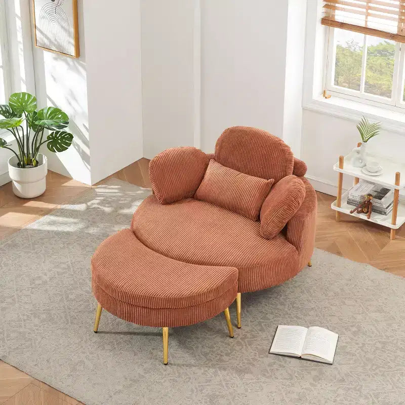Canapé-lit moderne compact avec pouf de rangement intégré – Fauteuil rembourré pour salon