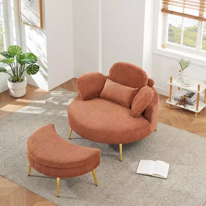 Canapé-lit moderne compact avec pouf de rangement intégré – Fauteuil rembourré pour salon