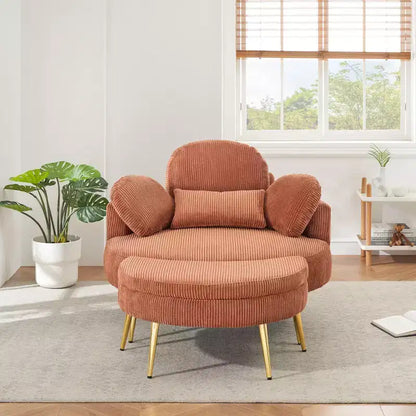 Canapé-lit moderne compact avec pouf de rangement intégré – Fauteuil rembourré pour salon