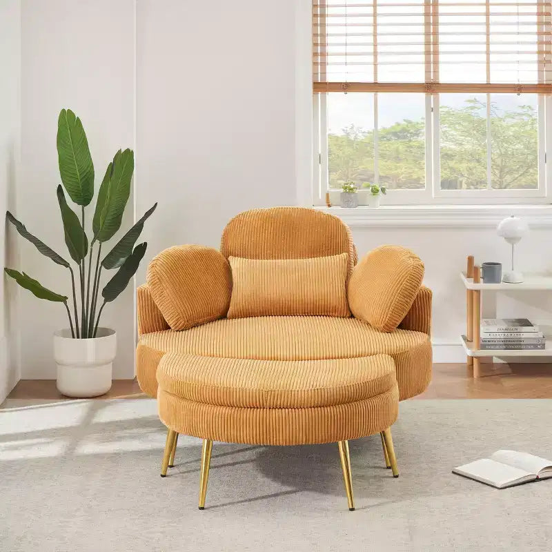 Canapé-lit moderne compact avec pouf de rangement intégré – Fauteuil rembourré pour salon