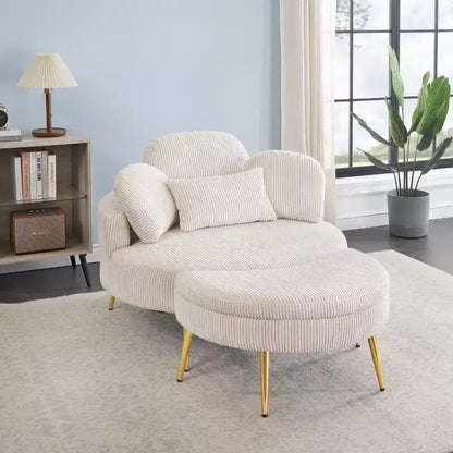 Canapé-lit moderne compact avec pouf de rangement intégré – Fauteuil rembourré pour salon