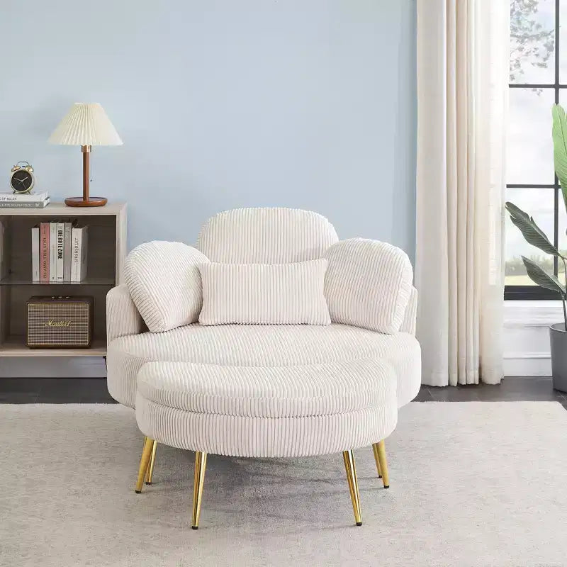 Canapé-lit moderne compact avec pouf de rangement intégré – Fauteuil rembourré pour salon