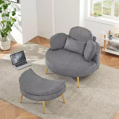 Canapé-lit moderne compact avec pouf de rangement intégré – Fauteuil rembourré pour salon