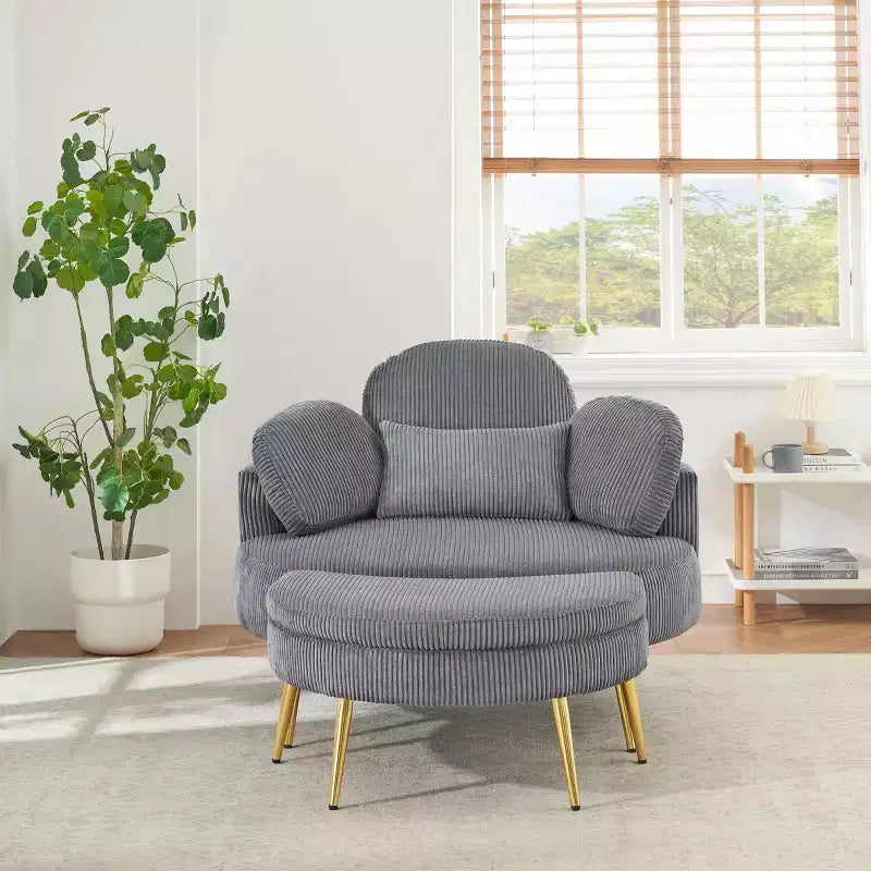 Canapé-lit moderne compact avec pouf de rangement intégré – Fauteuil rembourré pour salon