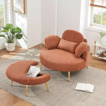 Canapé-lit moderne compact avec pouf de rangement intégré – Fauteuil rembourré pour salon