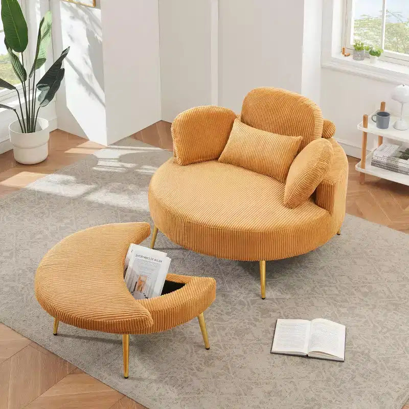 Canapé-lit moderne compact avec pouf de rangement intégré – Fauteuil rembourré pour salon