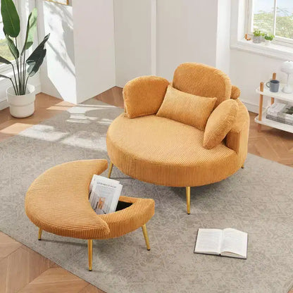 Canapé-lit moderne compact avec pouf de rangement intégré – Fauteuil rembourré pour salon